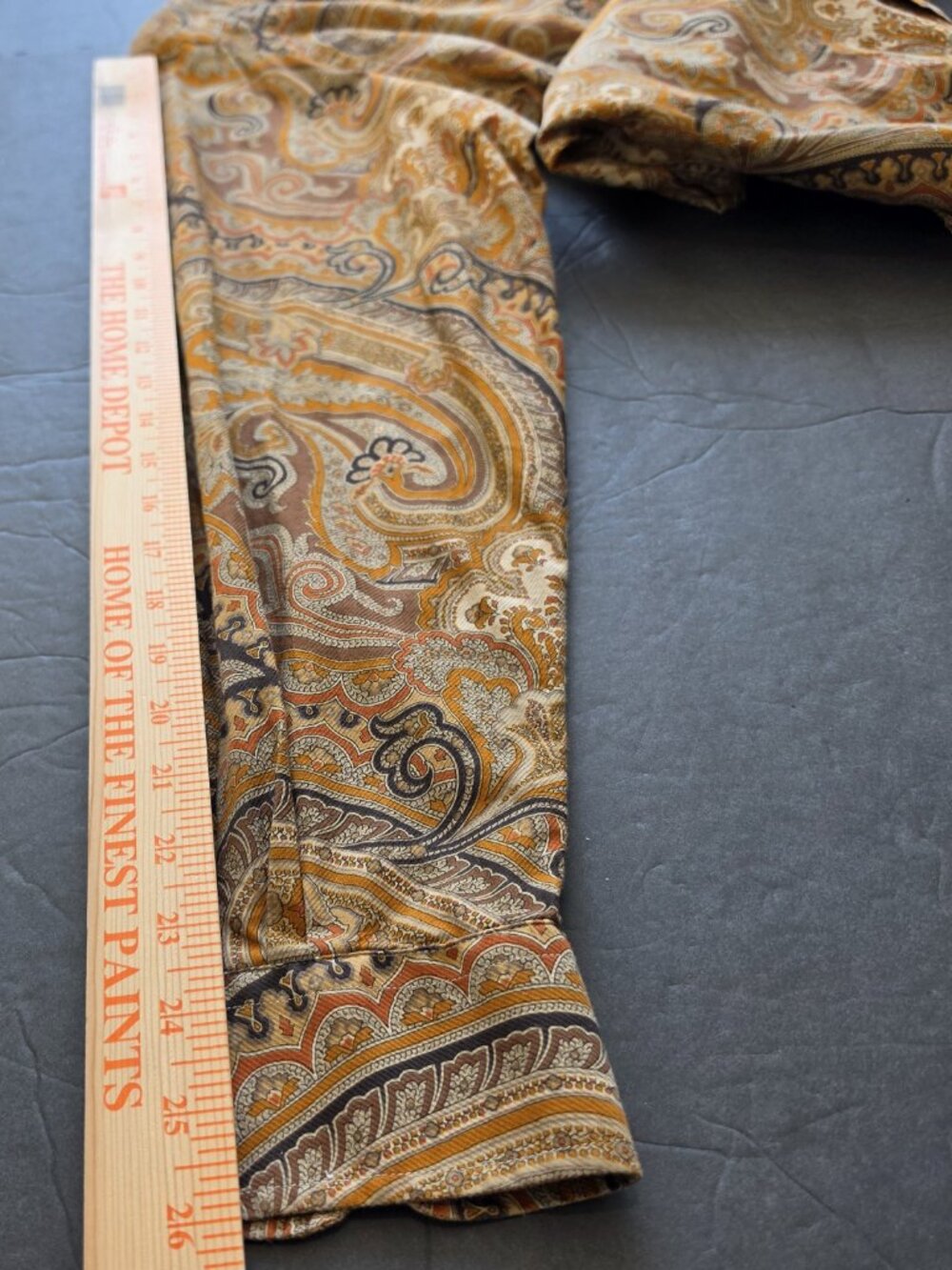Ermenegildo Zegna Mens Large Paisley Shirt 100% Cotton Brown Gold Long - Picture 11 of 11